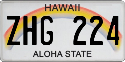 HI license plate ZHG224