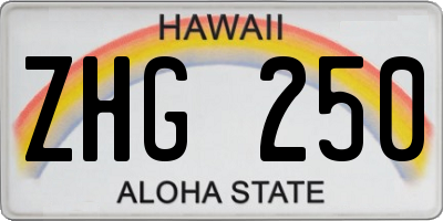 HI license plate ZHG250