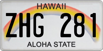 HI license plate ZHG281