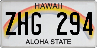 HI license plate ZHG294