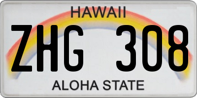 HI license plate ZHG308