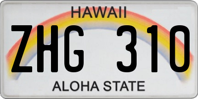 HI license plate ZHG310
