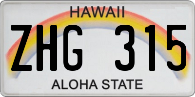 HI license plate ZHG315