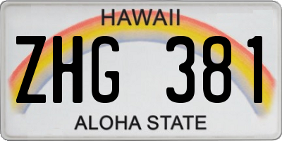 HI license plate ZHG381