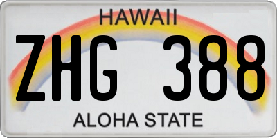 HI license plate ZHG388