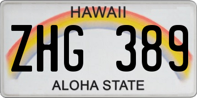 HI license plate ZHG389