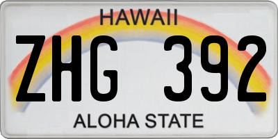 HI license plate ZHG392