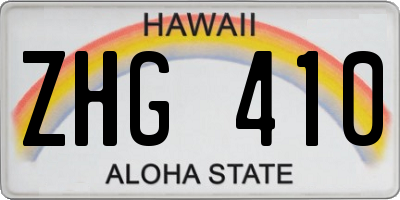 HI license plate ZHG410