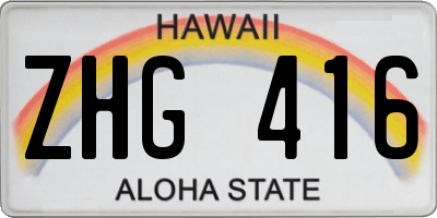 HI license plate ZHG416