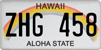 HI license plate ZHG458
