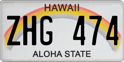HI license plate ZHG474