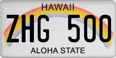 HI license plate ZHG500