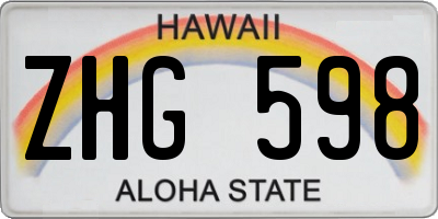 HI license plate ZHG598