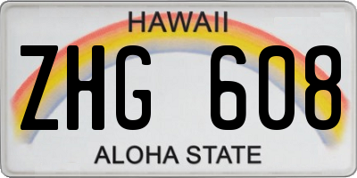HI license plate ZHG608