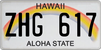 HI license plate ZHG617