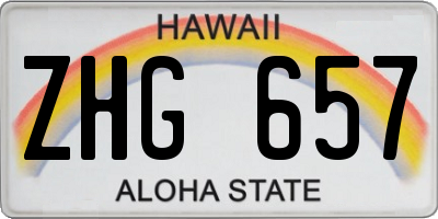 HI license plate ZHG657