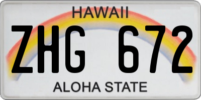 HI license plate ZHG672