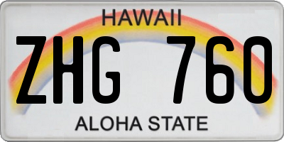 HI license plate ZHG760