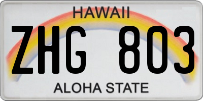 HI license plate ZHG803