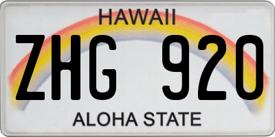 HI license plate ZHG920