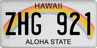 HI license plate ZHG921