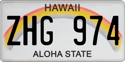 HI license plate ZHG974