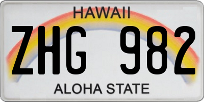 HI license plate ZHG982