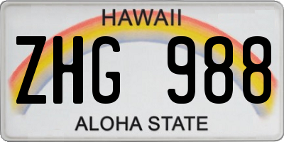 HI license plate ZHG988