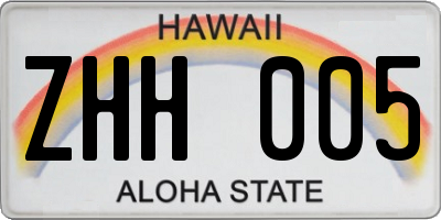 HI license plate ZHH005