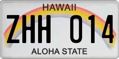 HI license plate ZHH014