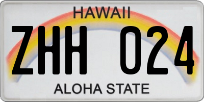 HI license plate ZHH024