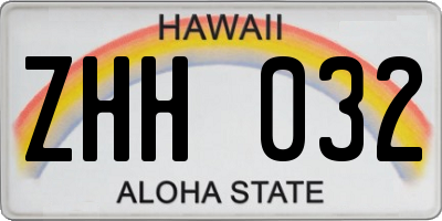 HI license plate ZHH032