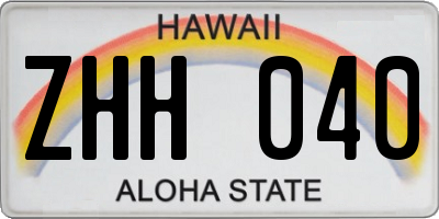 HI license plate ZHH040