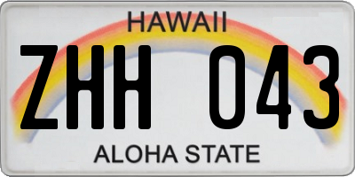 HI license plate ZHH043