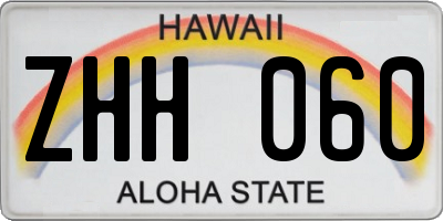 HI license plate ZHH060