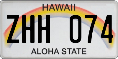 HI license plate ZHH074