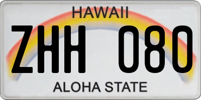 HI license plate ZHH080