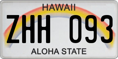 HI license plate ZHH093