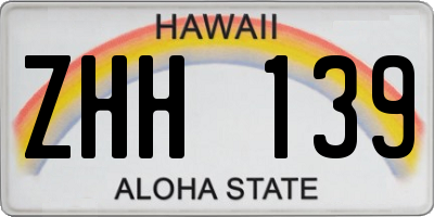 HI license plate ZHH139