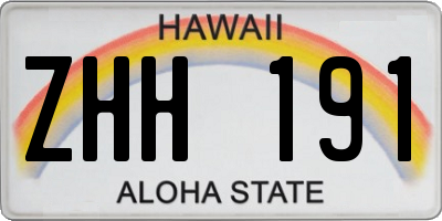 HI license plate ZHH191