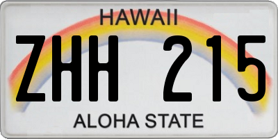 HI license plate ZHH215