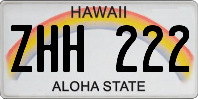 HI license plate ZHH222
