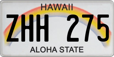 HI license plate ZHH275