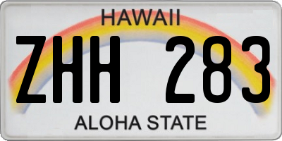 HI license plate ZHH283