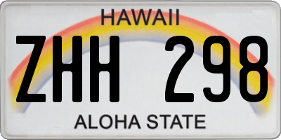 HI license plate ZHH298