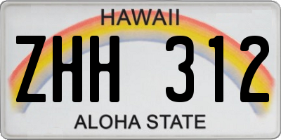 HI license plate ZHH312
