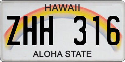 HI license plate ZHH316