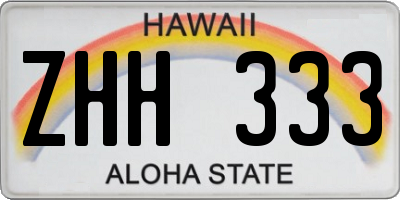 HI license plate ZHH333