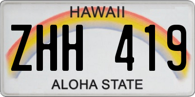 HI license plate ZHH419