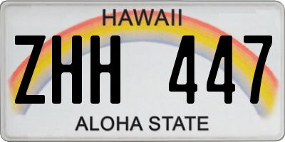 HI license plate ZHH447